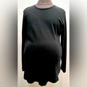 In Due Time Black Long Sleeve Thick Maternity Crew Neck T-Shirt Size M